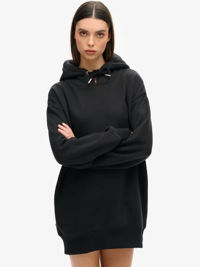 Superdry Biologisch katoenen sweatjurk met geborduurd logo - Dames - Jurken black