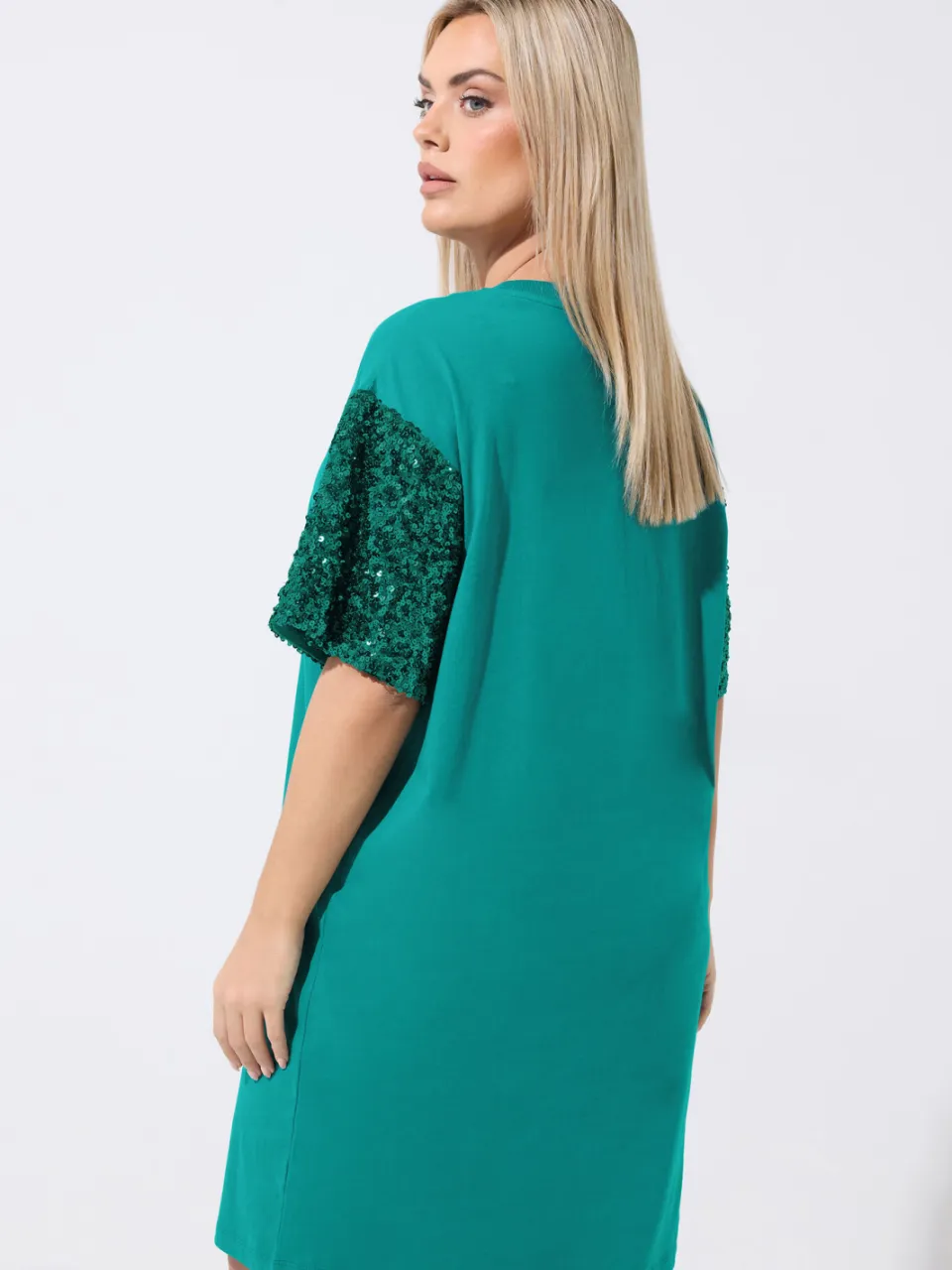 Limited Collection Groene Minijurk Met Pailletten En Korte Mouwen, foto 3