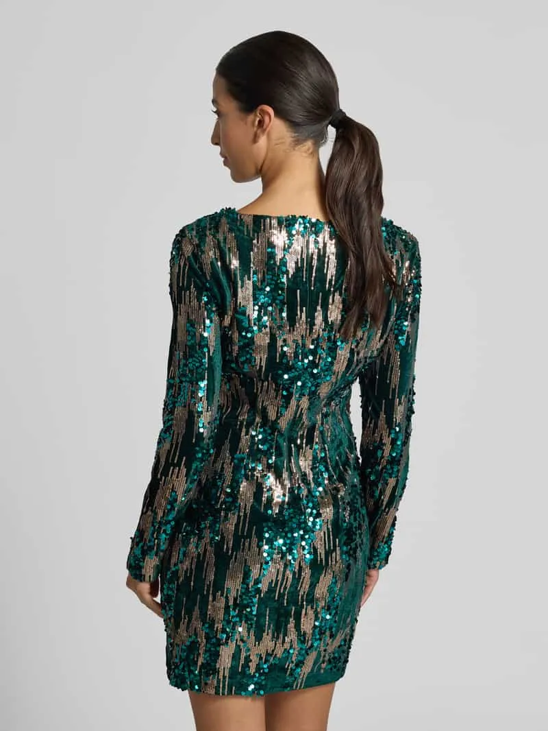 Apricot Slim Fit mini-jurk met all-over pailletten olijfgroen, foto 4