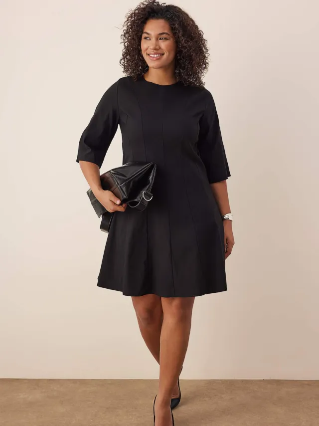 Trendyol Curve Dames Zwart Effen Kort / Mini Kort Casual A-lijn Grote maten Jurk