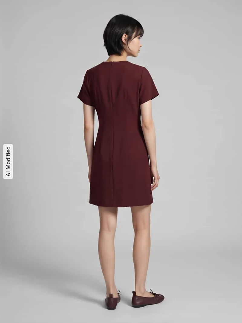 Hugo Getailleerde kokerjurk met viscose, model 'Kihanna' bordeaux, foto 3
