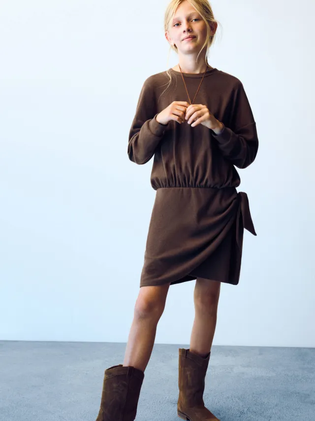 Mango Kids korte sweatjurk bruin