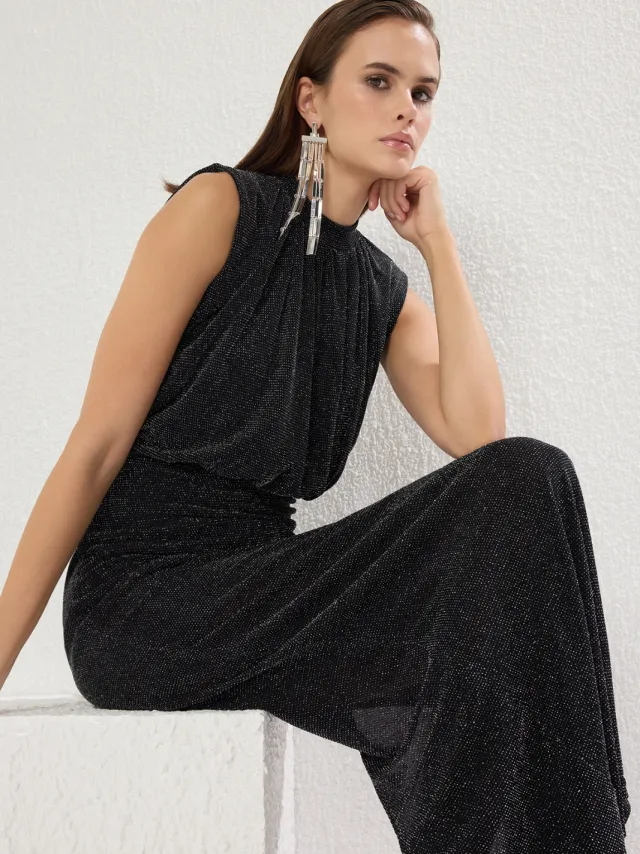 Trendyol TRENDYOLMİLLA Dames Zwart Effen Maxi Mouwloos Diploma-uitreiking / Gala Recht Avond & Gala Jurk