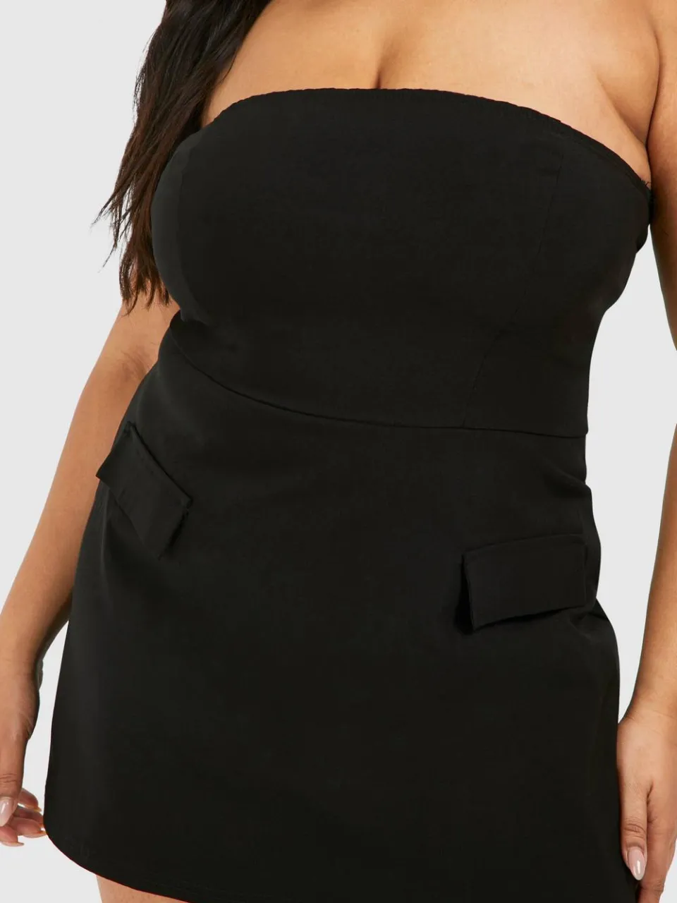 boohoo Dames Plus Bandeau Skater Mini Dress zwart, foto 4