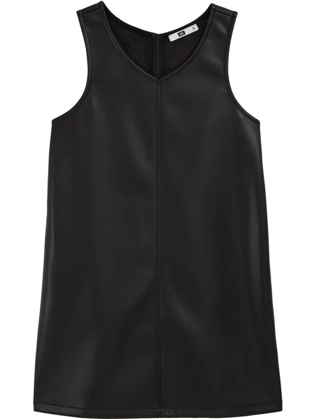 WE Fashion Meisjes PU leren jurk Black