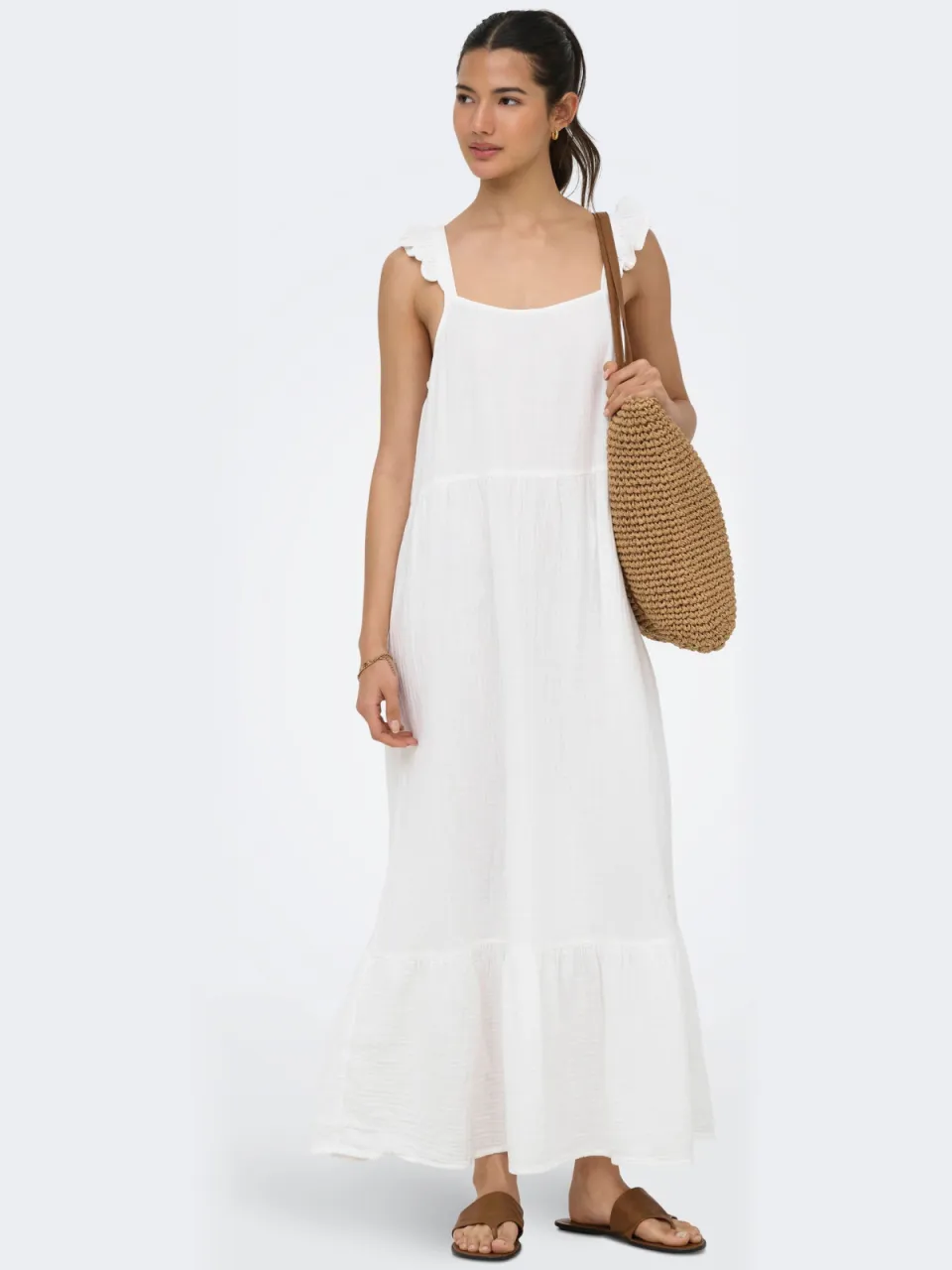 Only midi jurk ecru
