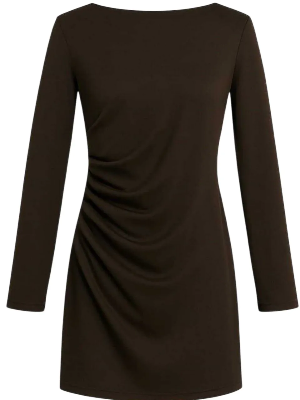 I Saw It First Mini-jurk met gerimpelde details en lange mouwen voor dames (Chocolade), foto 2