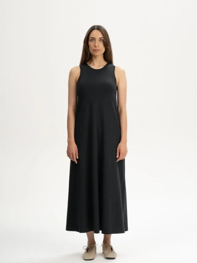 MELA dames vegan Maxi Jurk Mahika Zwart
