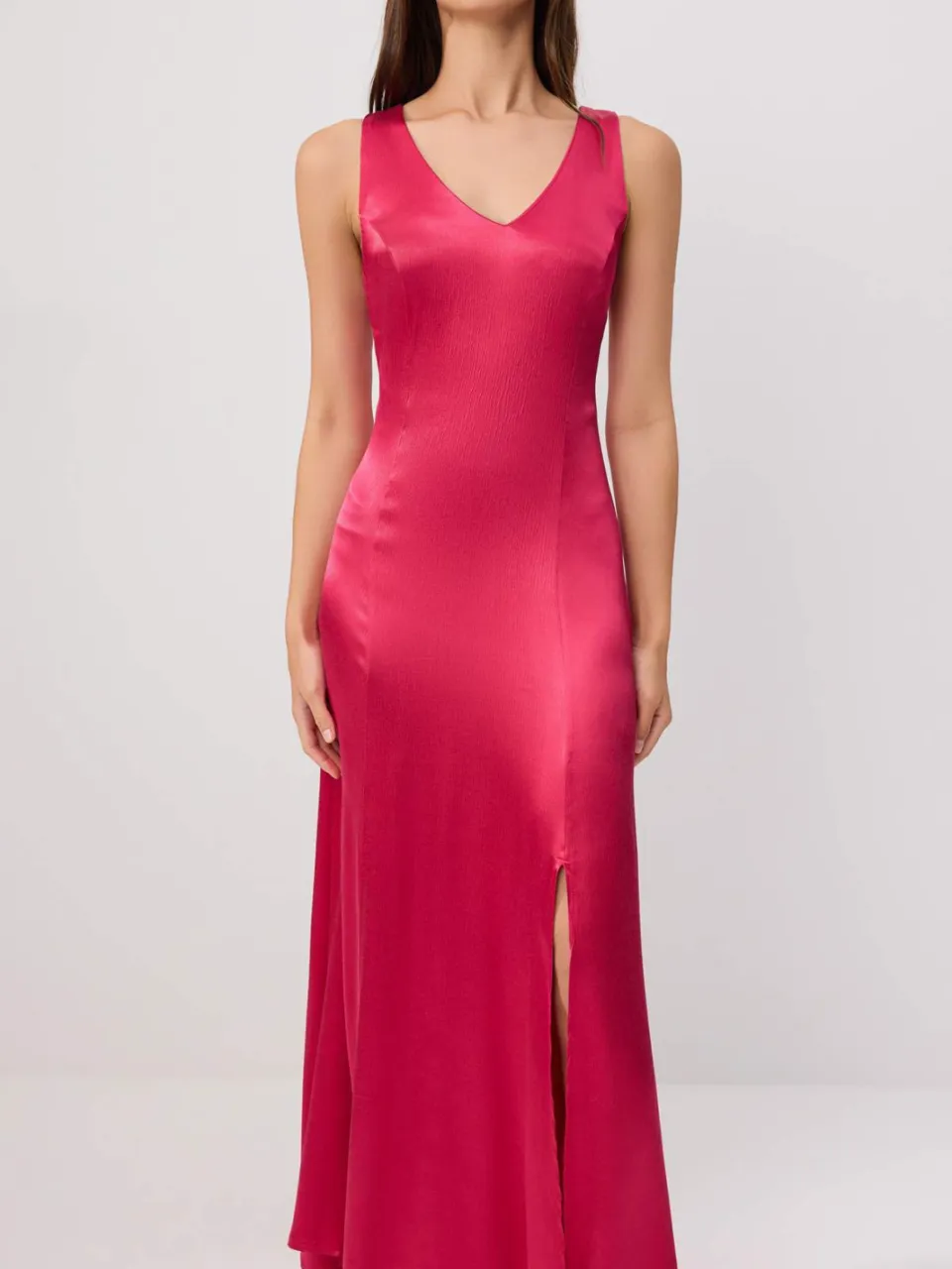 Trendyol TRENDYOLMİLLA Dames Bordeaux Effen Maxi Mouwloos Slipjurken, foto 2