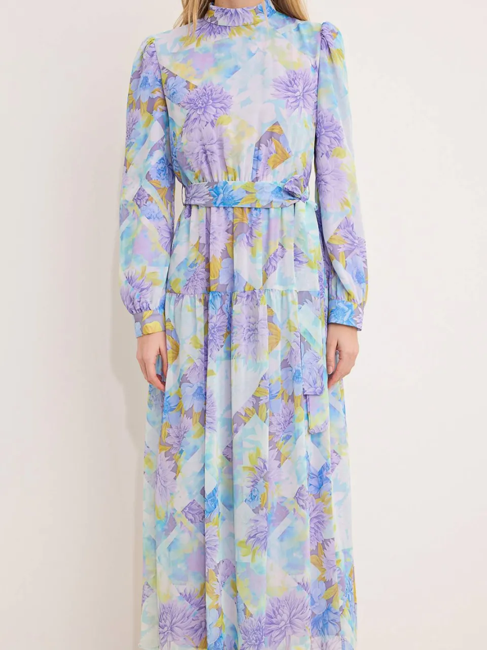 Turkishsouq Lange maxi-jurk met bloemenprint voor dames, casual/dagelijks, A-lijn model, geschikt voor hijab. roze, foto 2