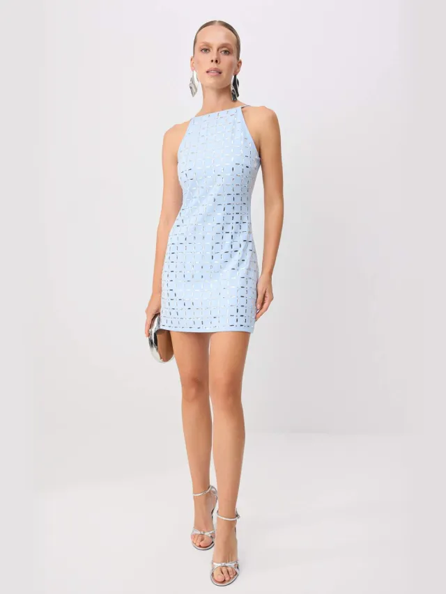 Trendyol TRENDYOLMİLLA Dames Donkerblauw Effen Kort / Mini Mouwloos Bodycon Jurken