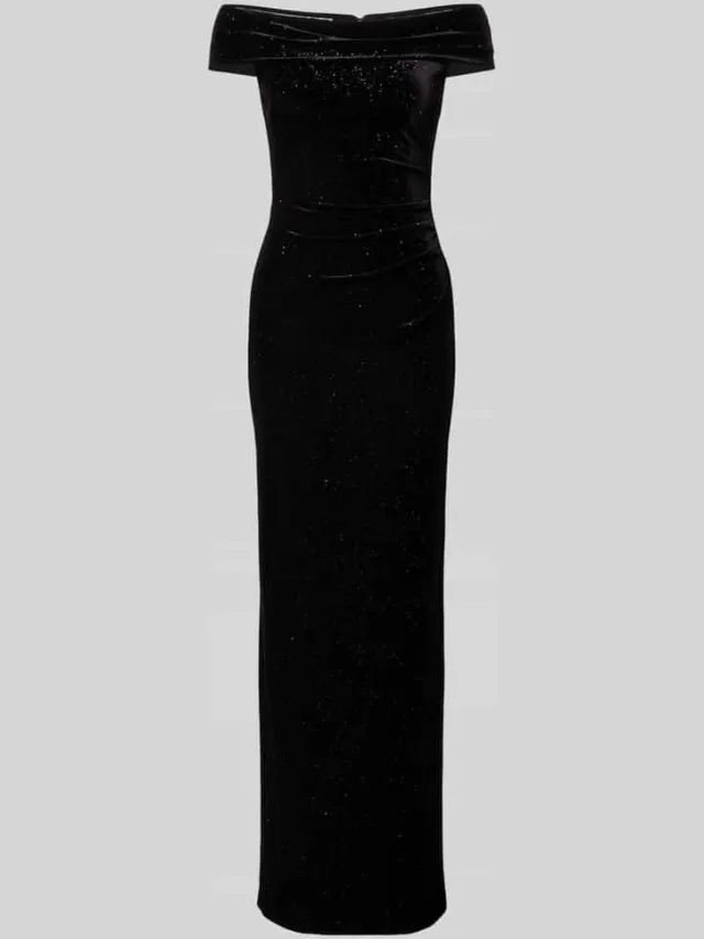 Christian Berg Cocktail Maxi-jurk van fluweel in off-shoulder-look zwart, foto 2