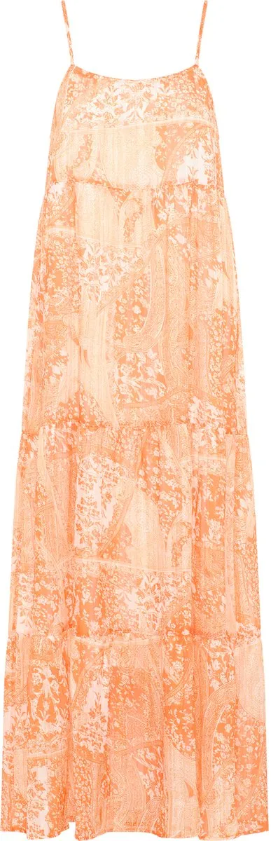 IZIA Maxi jurk Oranje Wit