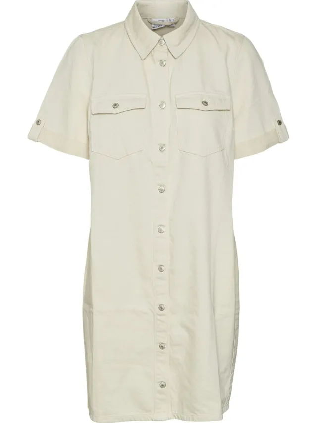 Vero Moda VMJENNIE SS SHORT DENIM DRESS GA NOOS - Dames - Mini jurken Ecru