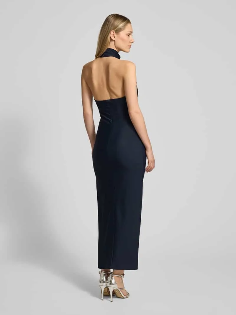 Laona maxi-jurk met opstaande kraag donkerblauw, foto 2