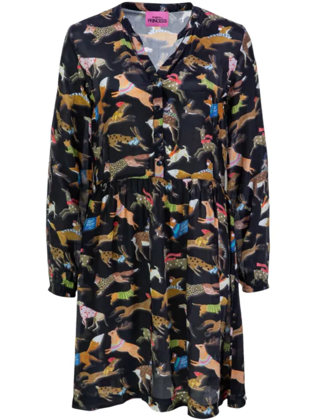 FrogBox zwarte jurk animals