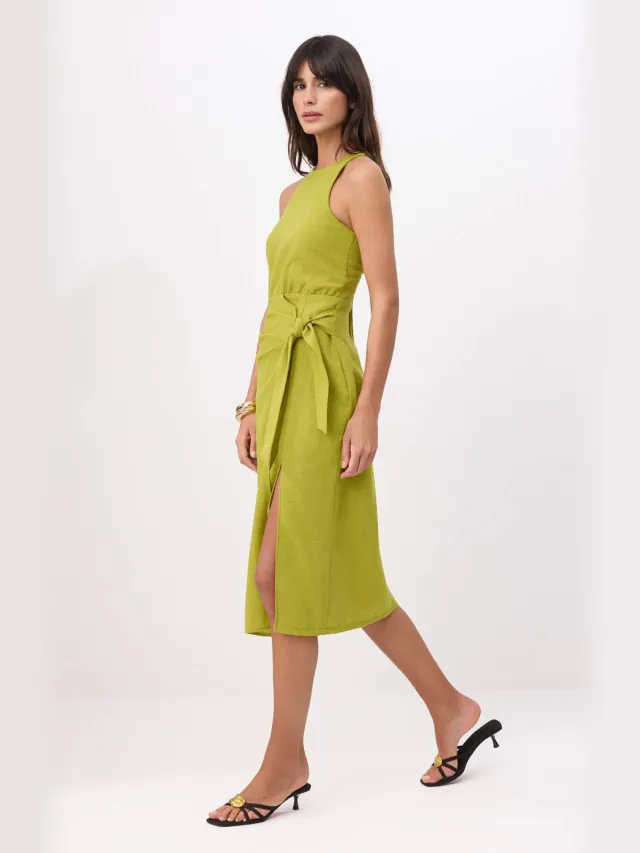 Trendyol TRENDYOLMİLLA Dames Groen Effen Midi Mouwloos Casual A-lijn Jurken, foto 2