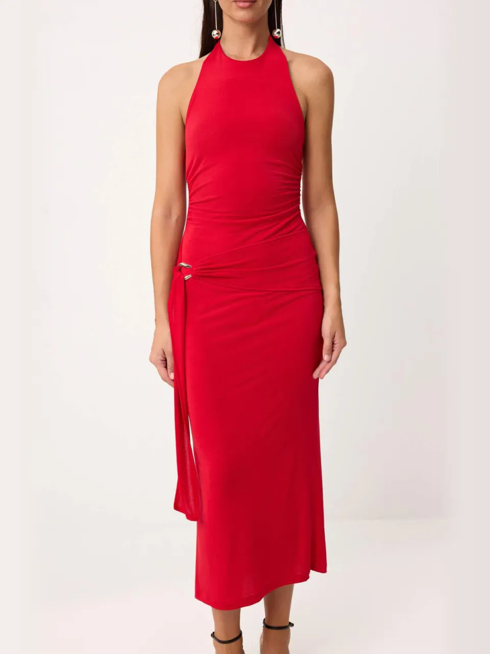 Trendyol TRENDYOLMİLLA Dames Rood Effen Midi Mouwloos Bodycon Jurken, foto 2