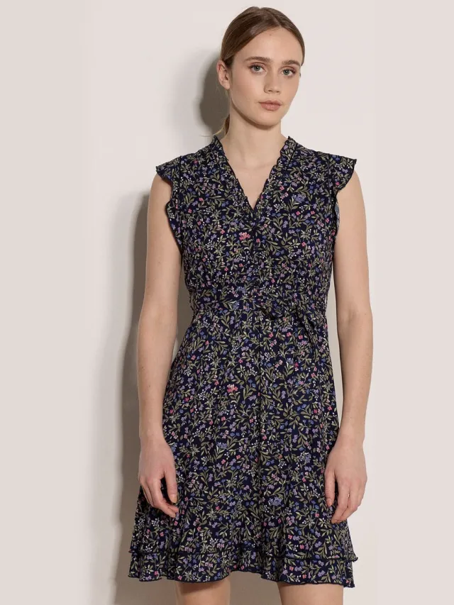 Apricot Mini-jurk met bloemenprint en ruches Purple