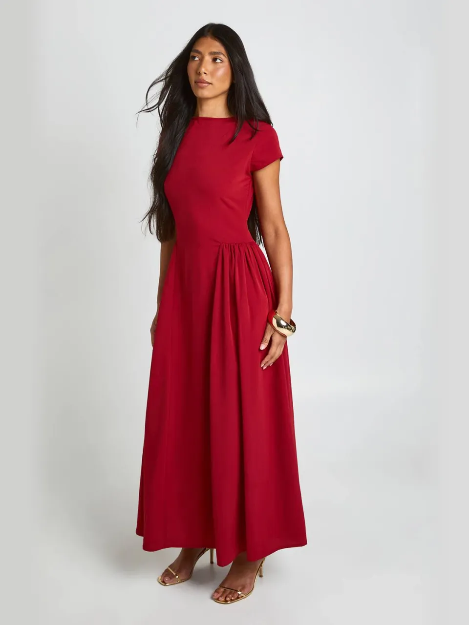 boohoo Dames Lange Getextureerde Volumineuze Rok Midaxi Jurk merlot, foto 2