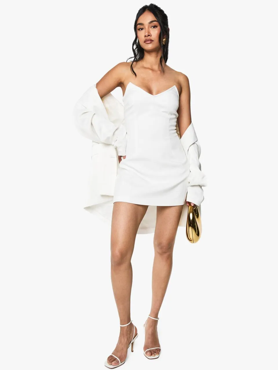 boohoo Dames Gestructureerde mini-jurk met boning wit, foto 3