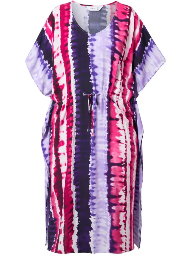 Angel of Style Dames - Maxi-jurk kaftan batik zijsplit - Lavendel