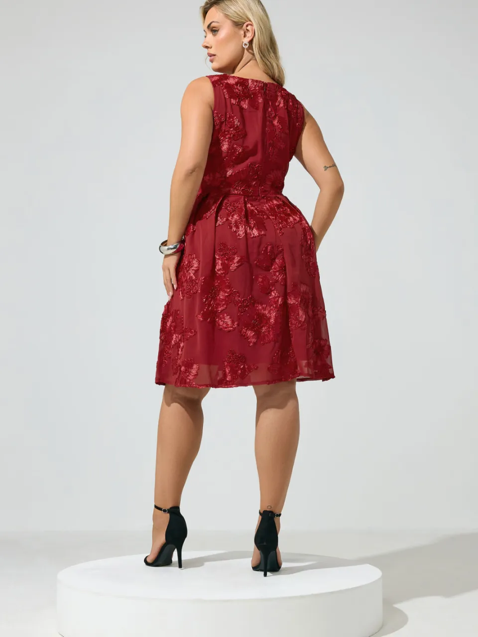 Yours London Rode Minijurk Met Bloemen rood, foto 3