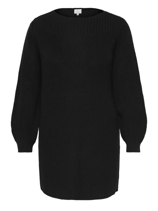 Only Carmakoma Plus Size gebreide mini jurk - zwart, foto 2