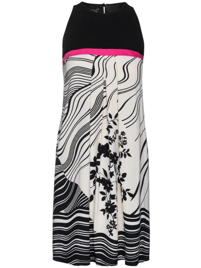 Conquista Zwarte jersey jurk met A-lijn en print