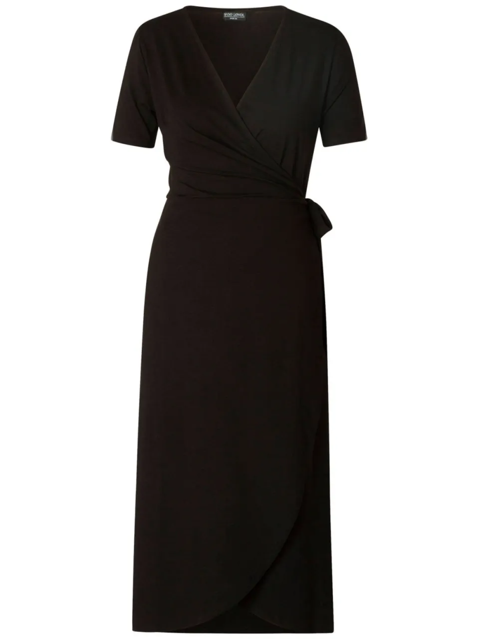 Base Level Curvy jersey overslagjurk Abbie zwart, foto 2