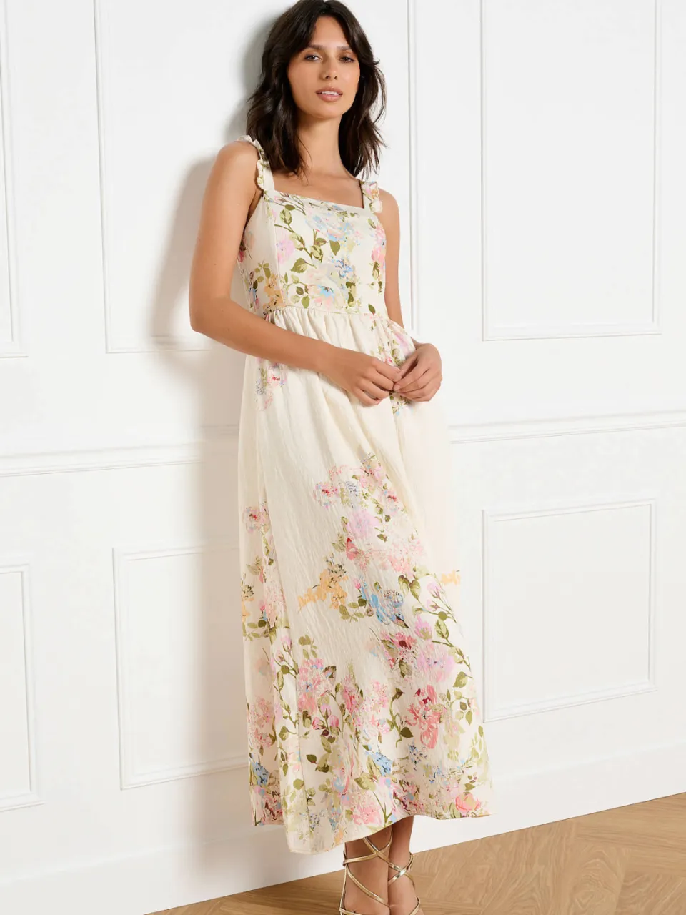 LOLALIZA gebloemde midi jurk ecru, foto 6