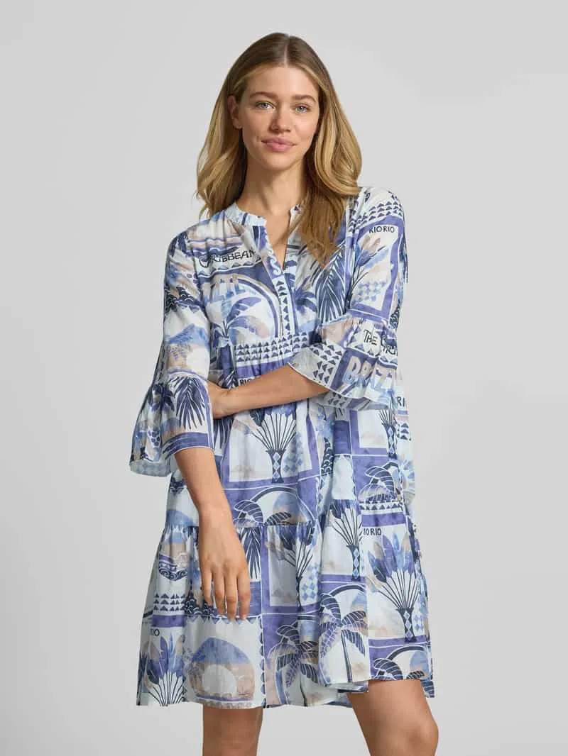 Emily Van den Bergh Tunikajurk in allover-look met V-hals Bleu
