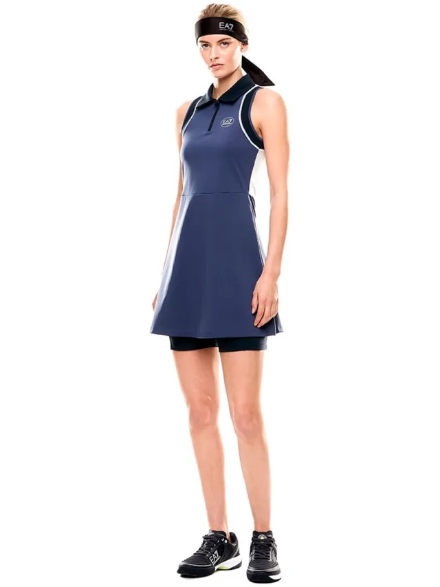 EA7 Emporio Armani 7w000560_af19155 Mouwloze Jurk Blauw S Vrouw Armani Blue / Deep Cob
