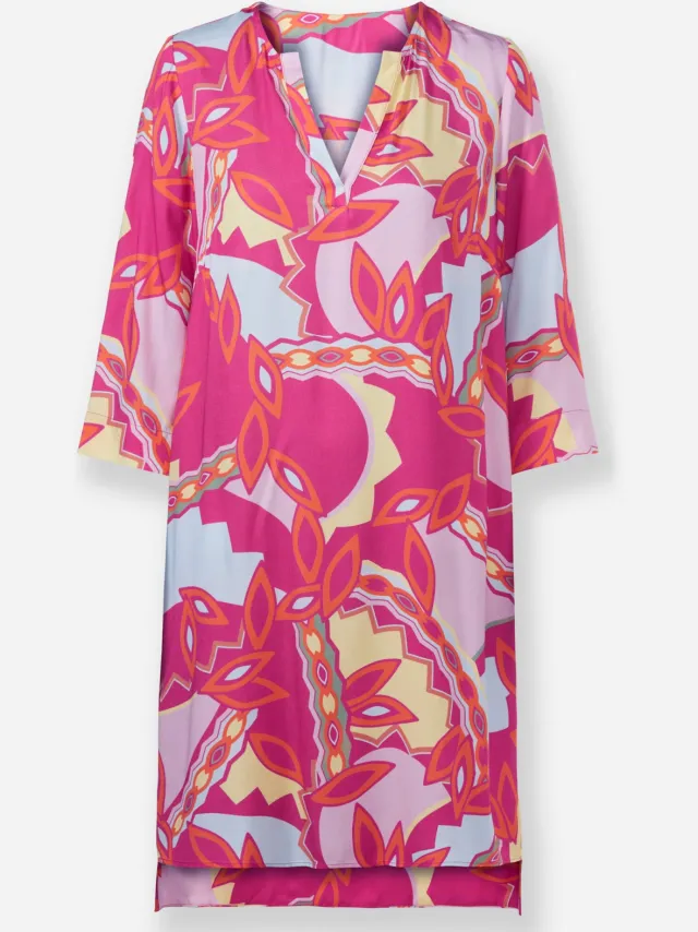 Bedrukte jurk oranje/fuchsia bedrukt, foto 2