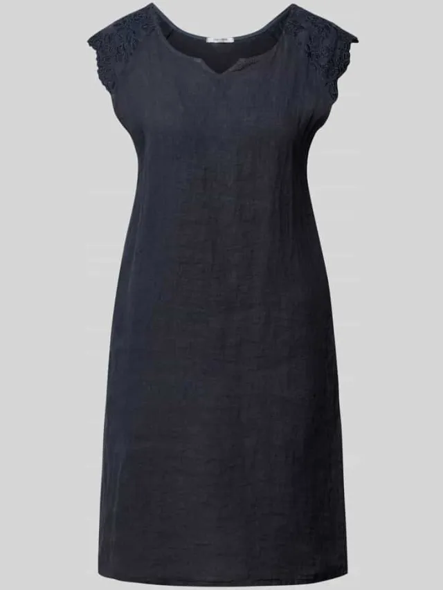 ZABAIONE Mini-jurk van linnenmix met stitchings marineblauw, foto 2