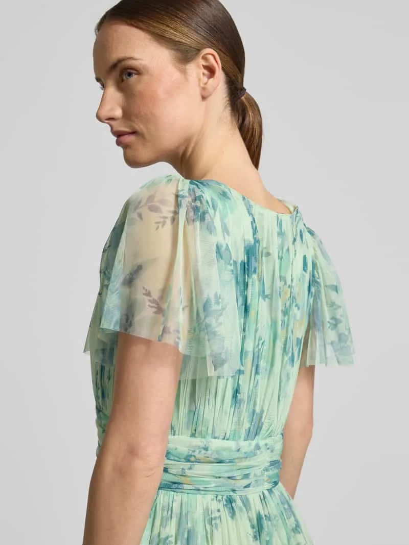 Lace & Beads regular fit avondjurk met ruches groen, foto 4