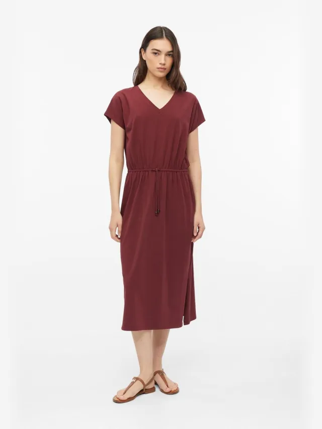 S.Oliver female - Midi jersey jurk met tunnelkoord bordeaux