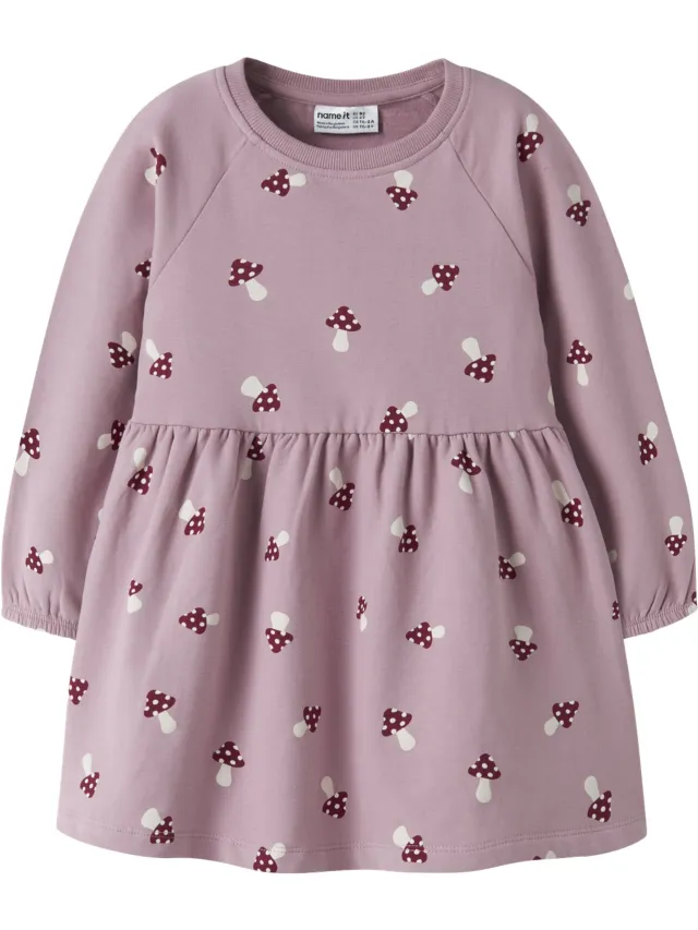 NAME IT MINI - NMFVOLTA LS SWE DRESS BRU Meisjes Jurk Lilas
