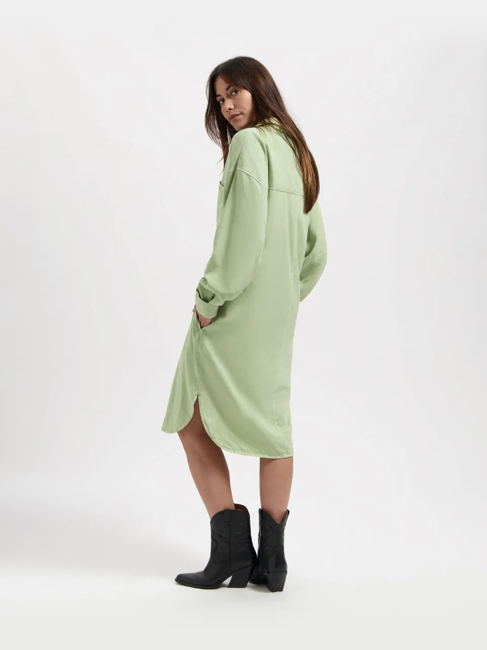 Kuyichi dames vegan Blousejurk Sadie Groen, foto 2