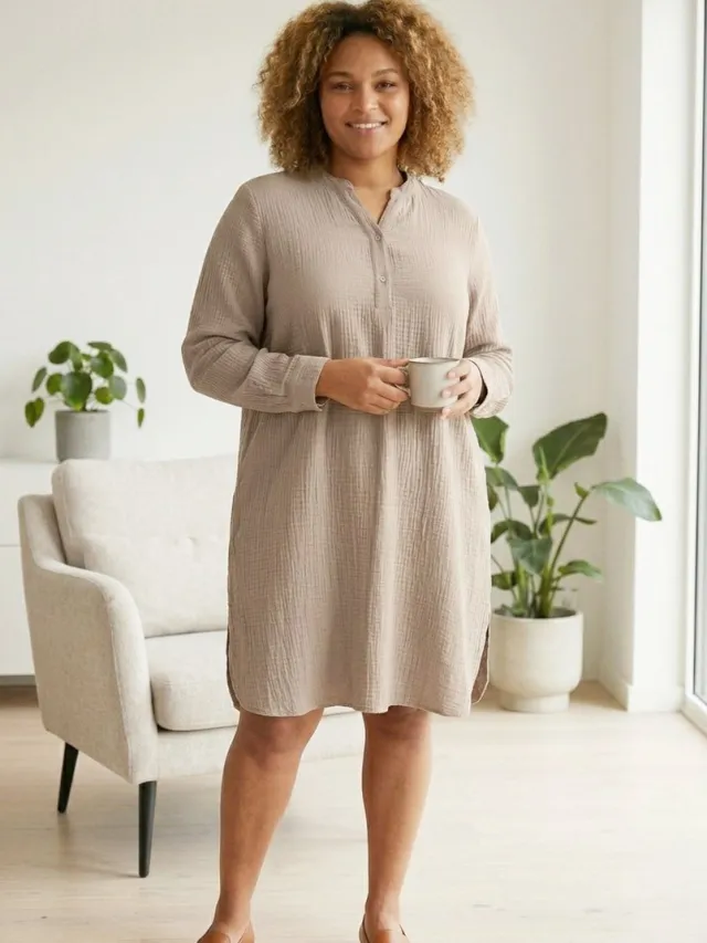 Only Carmakoma CARTHYRA LIFE L/S BLK DRESS WVN NOOS - Meisjes - Mini jurken Oxford Tan