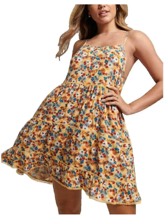 Jurk Superdry Vintage Mini Beach Cami geel
