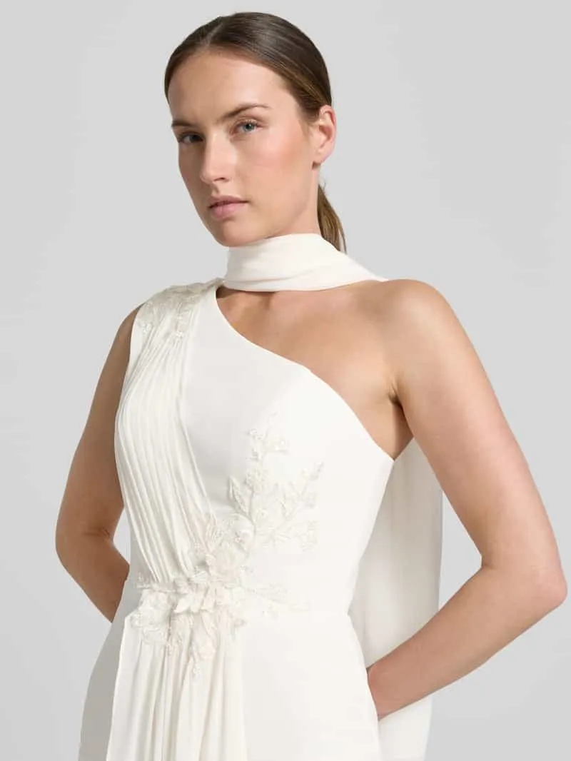 Unique maxi-jurk in one-shoulder look offwhite, foto 4