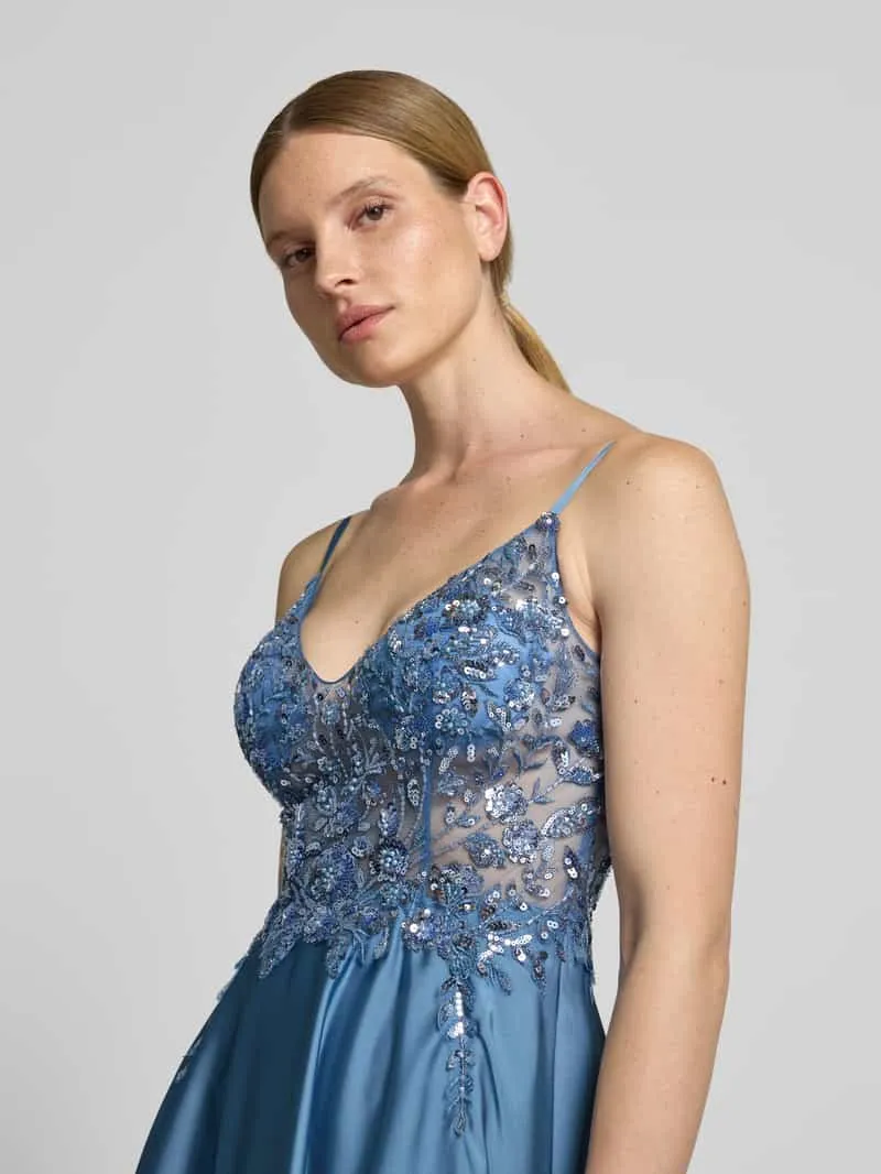 Laona Avondjurk met paillettenafwerking blauw, foto 3