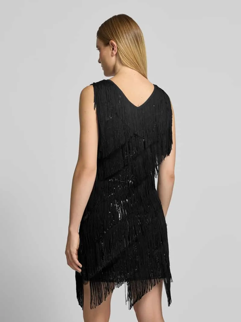 Apricot Mini-jurk met franjes afwerking zwart, foto 3