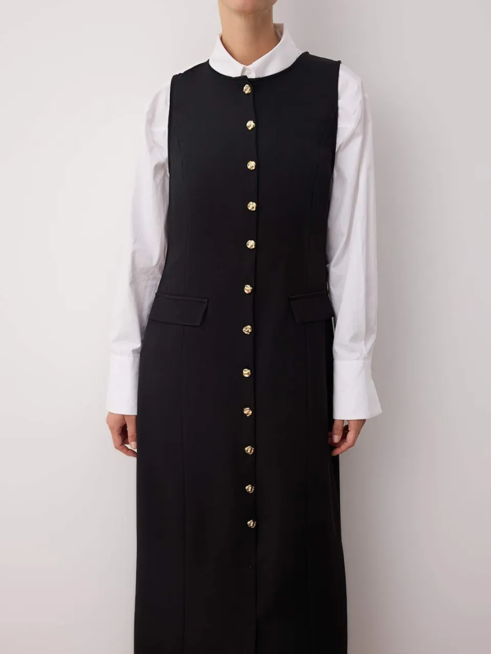 Trendyol Modest Dames Zwart Effen Maxi Mouwloos Casual Recht Modest Jurken, foto 2