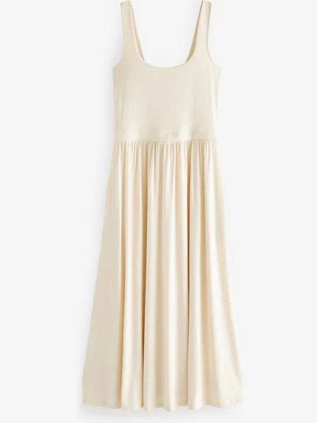 Next Dames - Getailleerde jersey zomerjurk - Crème Cream