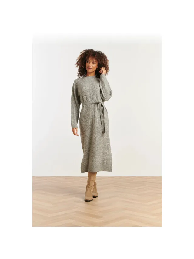 Smashed Lemon Damesgebreide maxi jurk Grijs