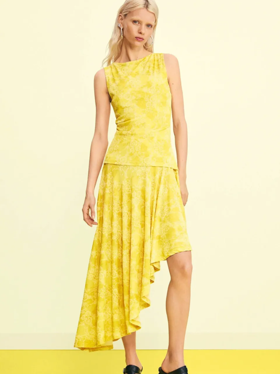 Desigual midi jurk geel, foto 4