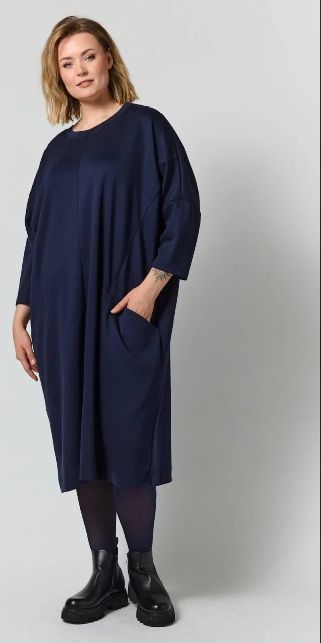 Gozzip Plus Size midi jurk - donkerblauw