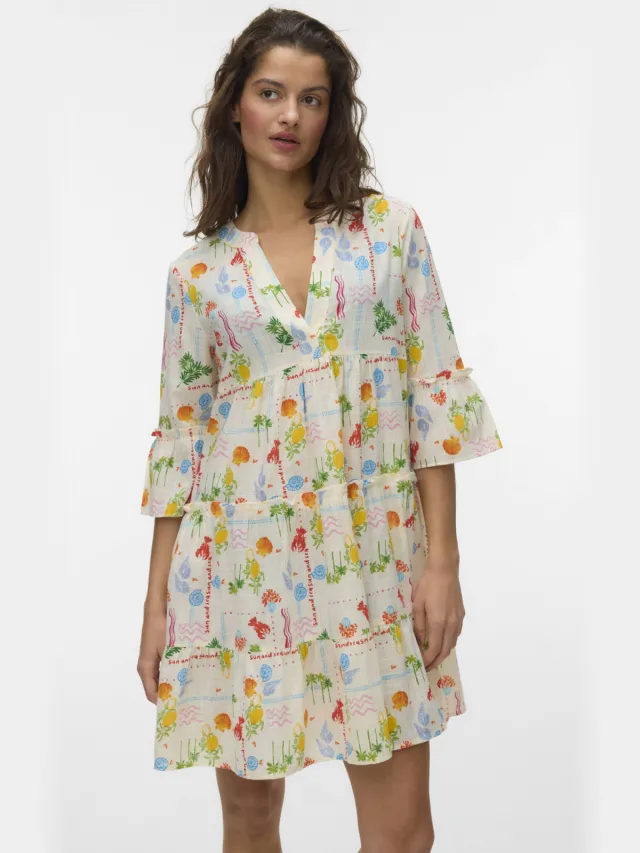 Vero Moda mini jurk ecru Multi